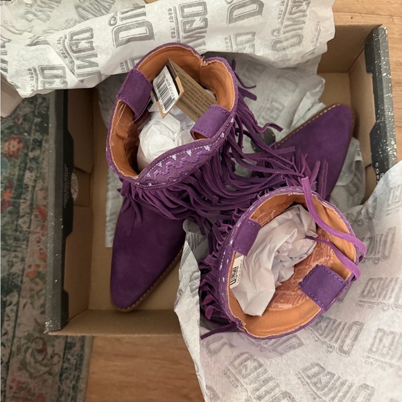 Dingo Purple Fringe Ankle Boots - Picture 3 of 6